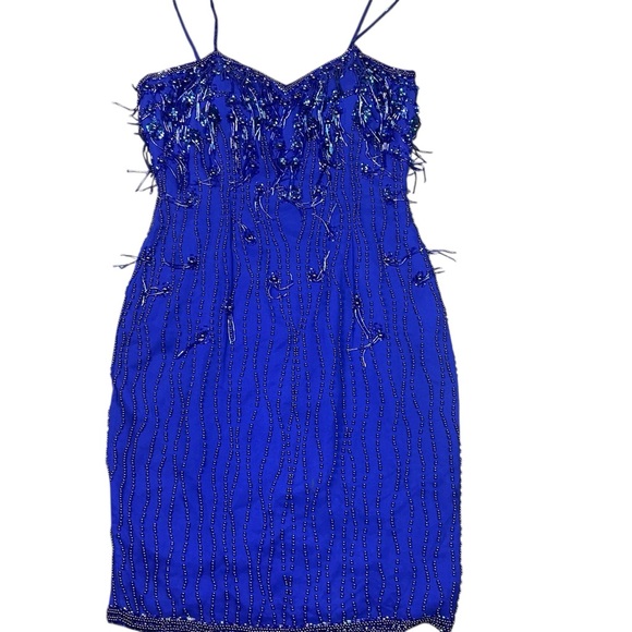 Alyce Designs Dresses & Skirts - Vintage 90s Alyce Designs purple beaded 100% silk cocktail dress size small